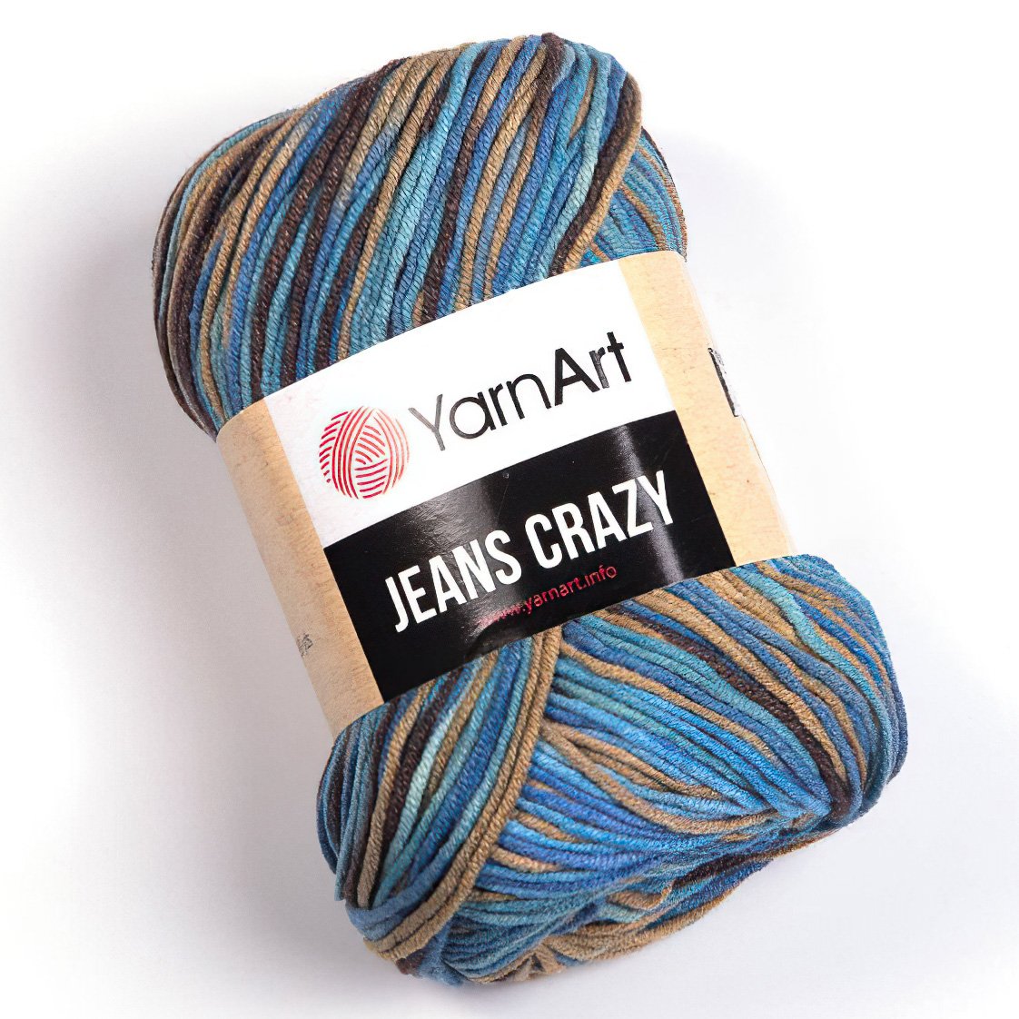 Pletací / háčkovací příze YarnArt JEANS CRAZY 7202 modro-hnědo-béžová, melírovaná, 50g/160m