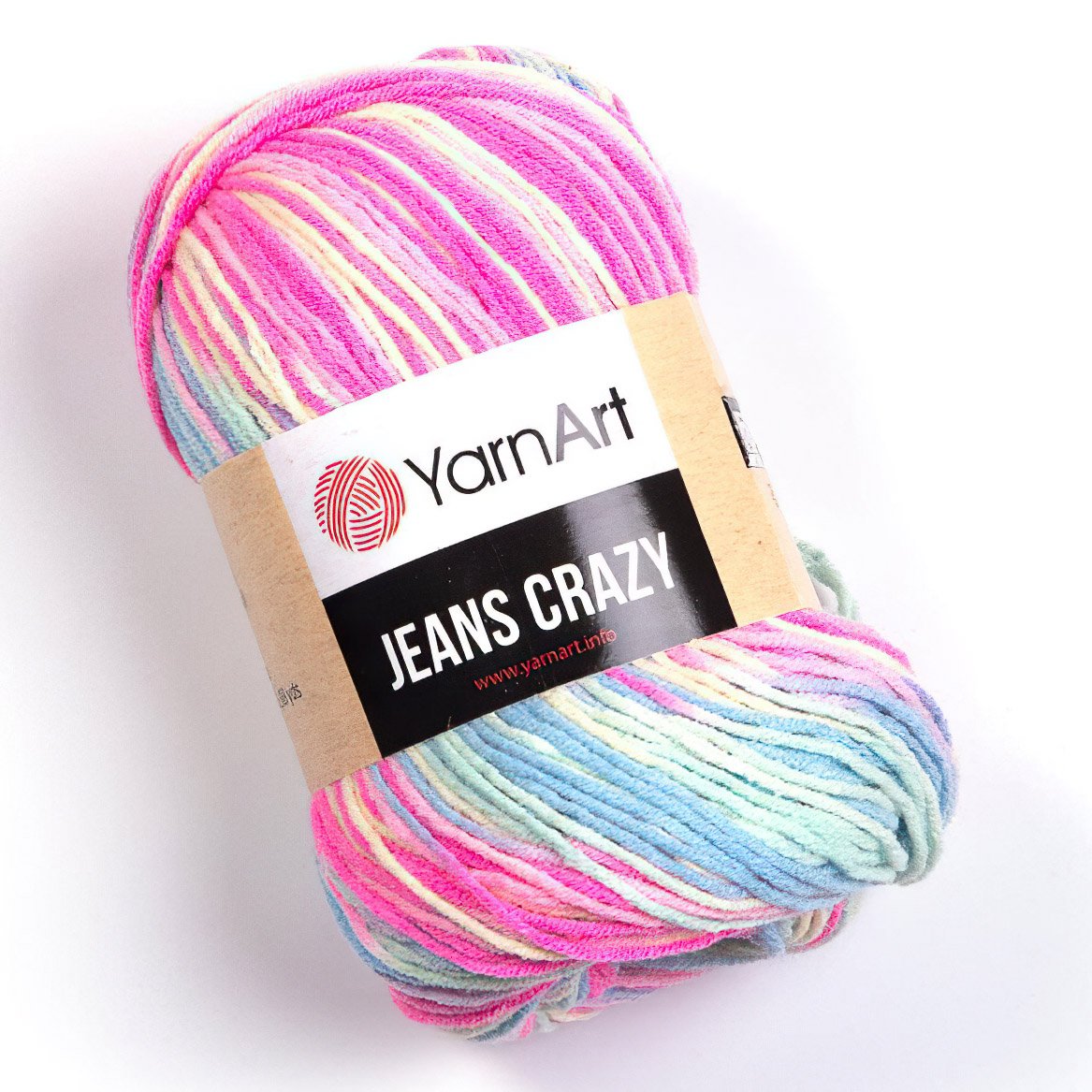 Pletací / háčkovací příze YarnArt JEANS CRAZY 7205 růžovo-modrá, melírovaná, 50g/160m