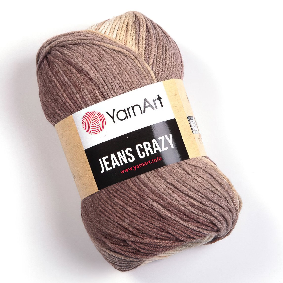 Pletací / háčkovací příze YarnArt JEANS CRAZY 8201 hnědo-béžová, melírovaná, 50g/160m