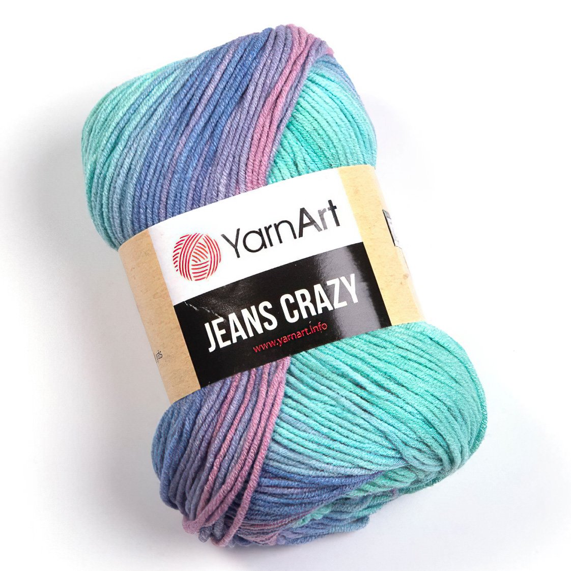 Pletací / háčkovací příze YarnArt JEANS CRAZY 8203 tyrkysová-modrá-starorůžová, melírovaná, 50g/160m