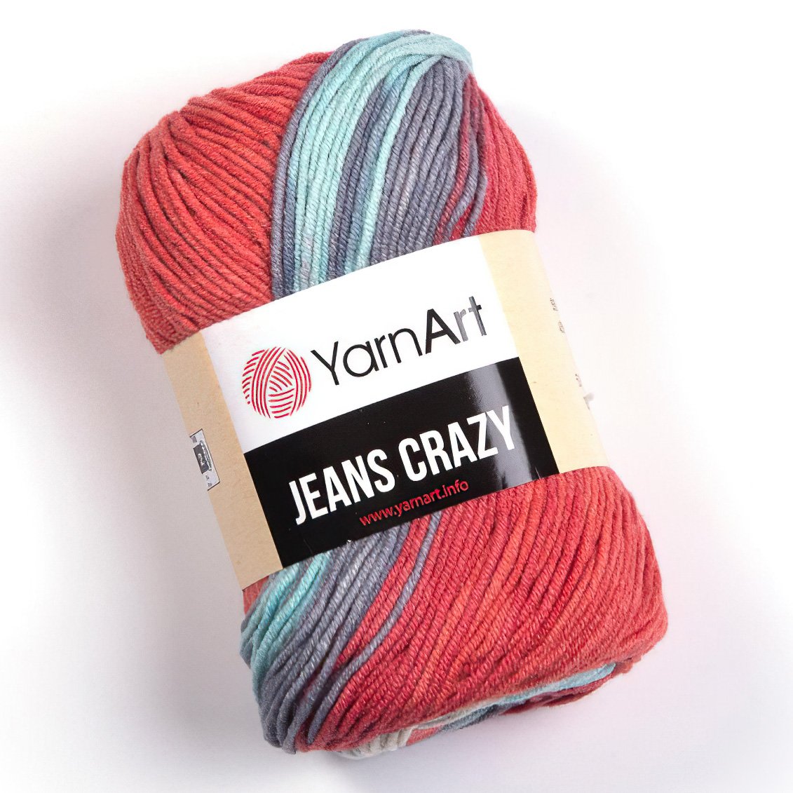 Pletací / háčkovací příze YarnArt JEANS CRAZY 8205 červeno-modro-růžová, melírovaná, 50g/160m