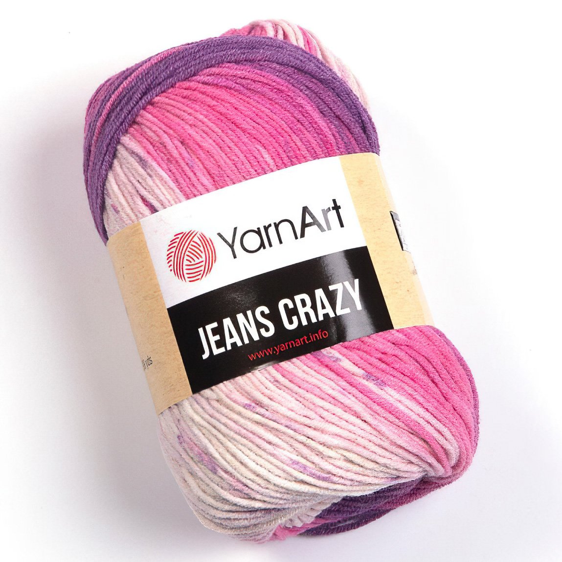 Pletací / háčkovací příze YarnArt JEANS CRAZY 8206 béžová-fialová-růžová, melírovaná, 50g/160m