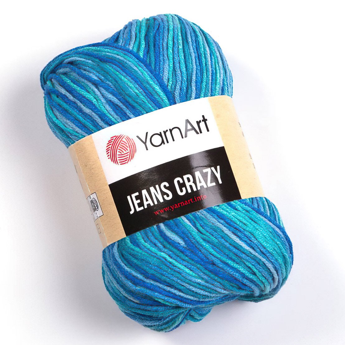 Pletací / háčkovací příze YarnArt JEANS CRAZY 8212 modro-tyrkysová, melírovaná, 50g/160m