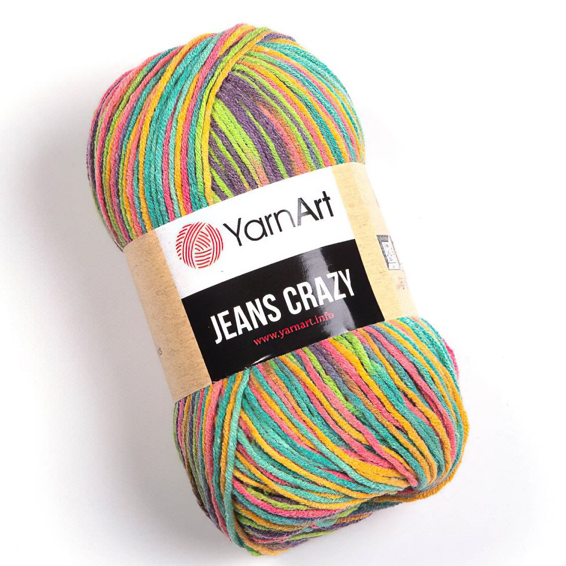 Pletací / háčkovací příze YarnArt JEANS CRAZY 8215 zeleno-fialová, melírovaná, 50g/160m