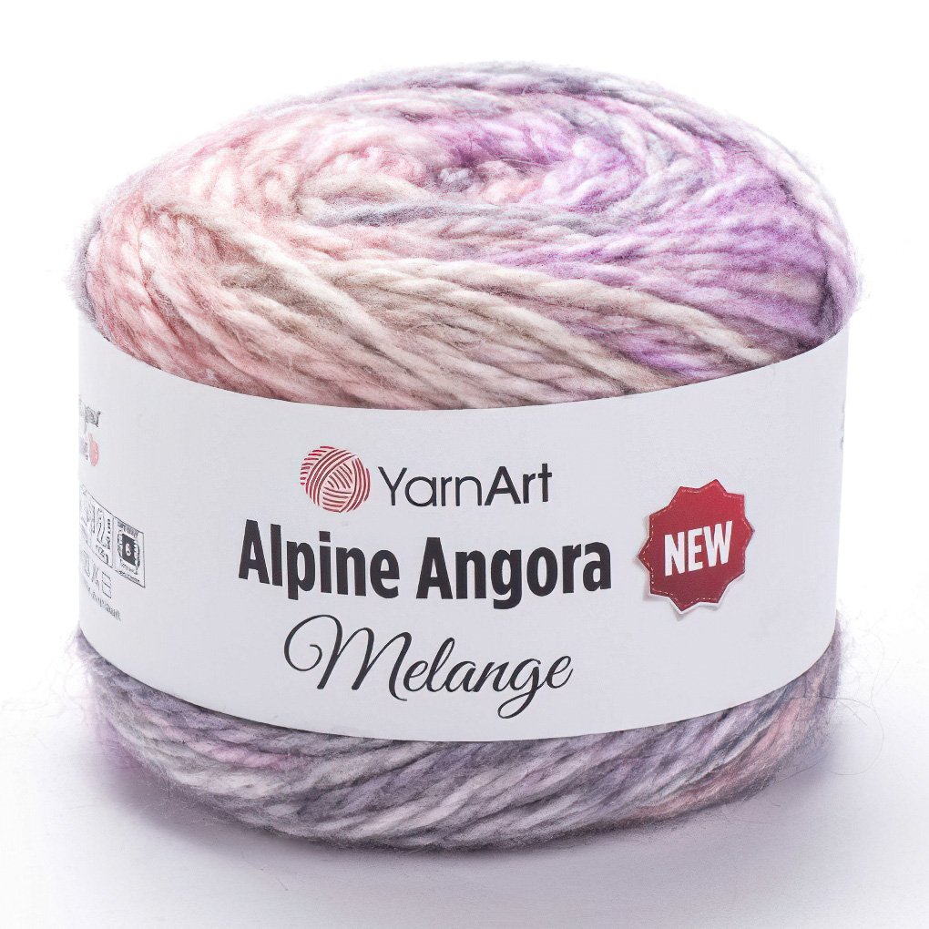 YarnArt Pletací příze YarnArt ALPINE ANGORA MELANGE 6413 sladký fialovo-růžový melír, efektní, 150g/150m