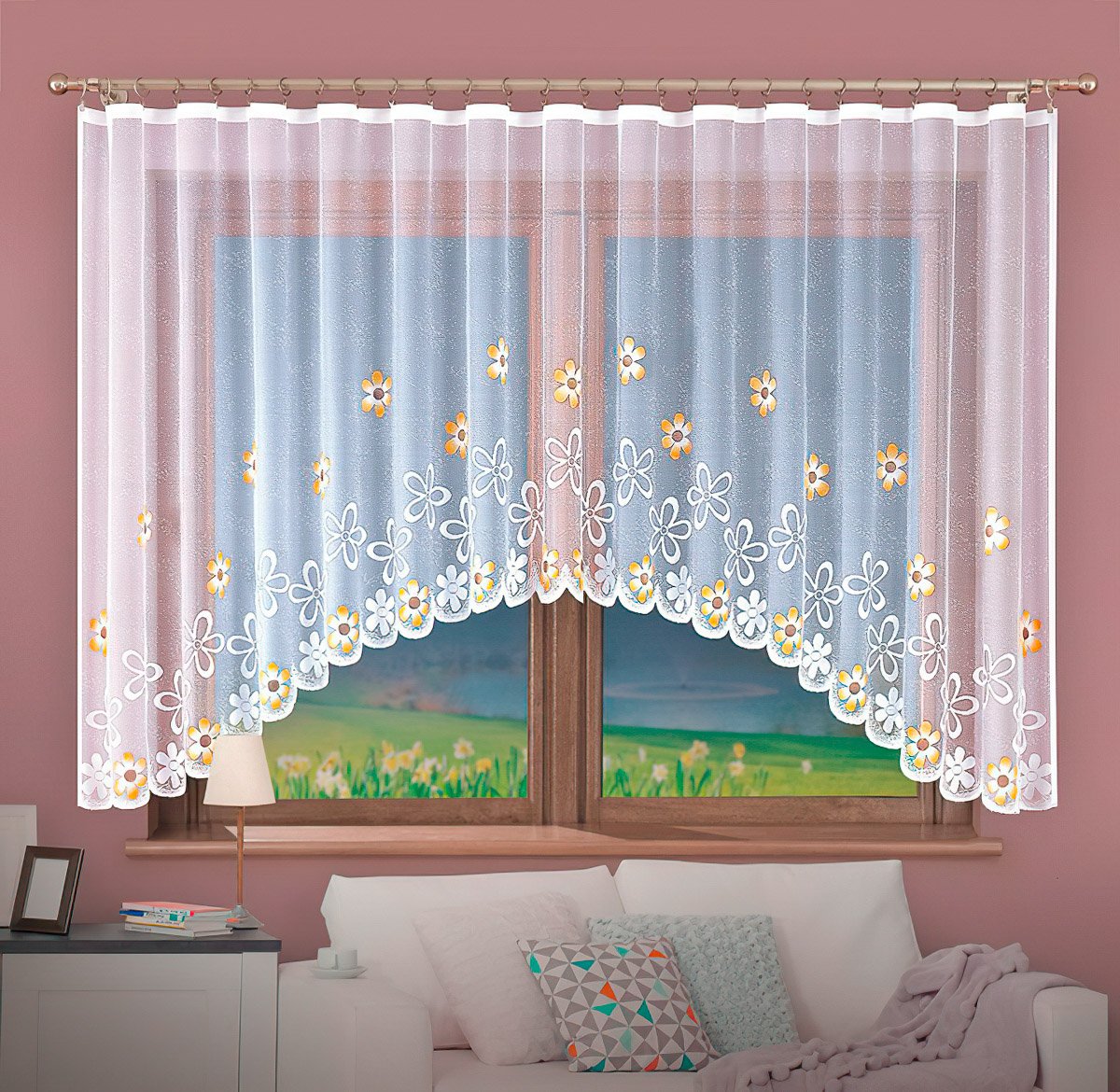Forbyt kusová záclona CHLORIS BÉŽOVÁ vícebarevná, výška 150 cm x šířka 350 cm (na okno)