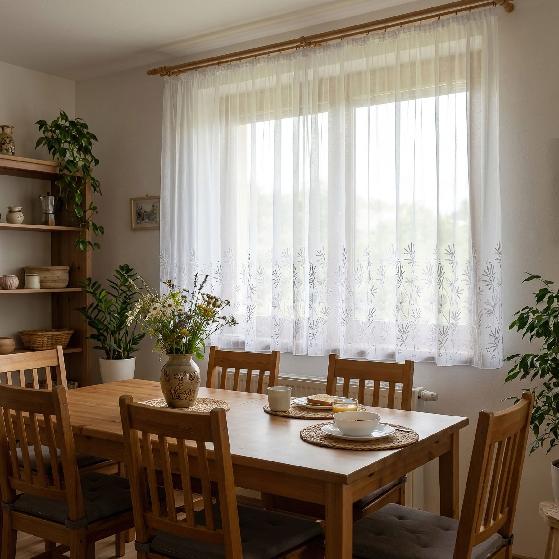 Levně Forbyt záclona sablé 30915 MARKIZET, vyšívané květiny, s olůvkem, bílá, výška 140cm ( v metráži)