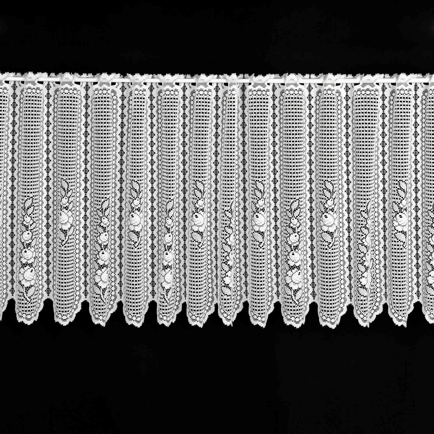 Brilltex žakárová vitrážová záclona 912, květnový vzor, bílá, výška 45cm (v metráži)