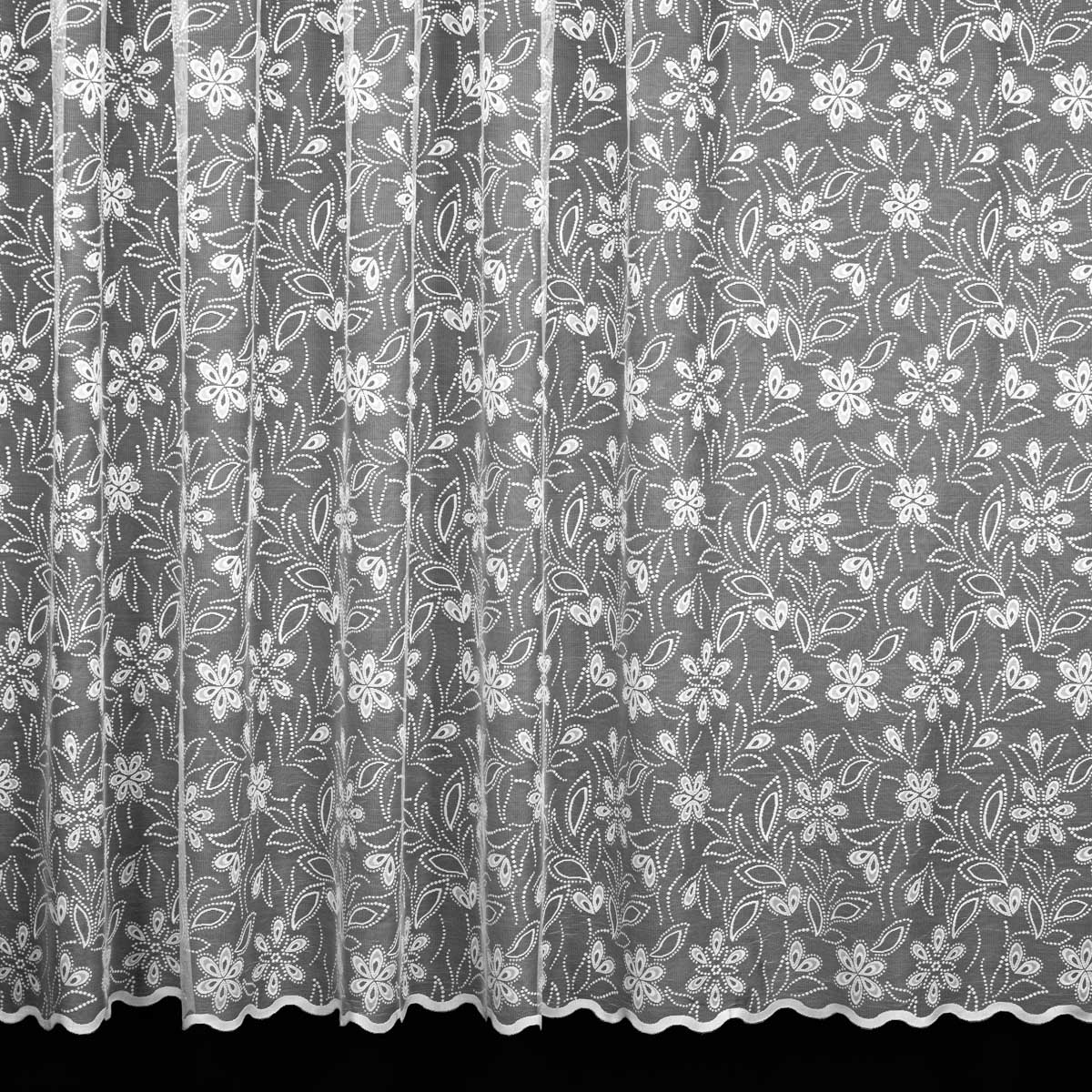 Buona Ventura žakárová záclona 107099/001 květinový vzor, bílá, výška 250cm (v metráži)
