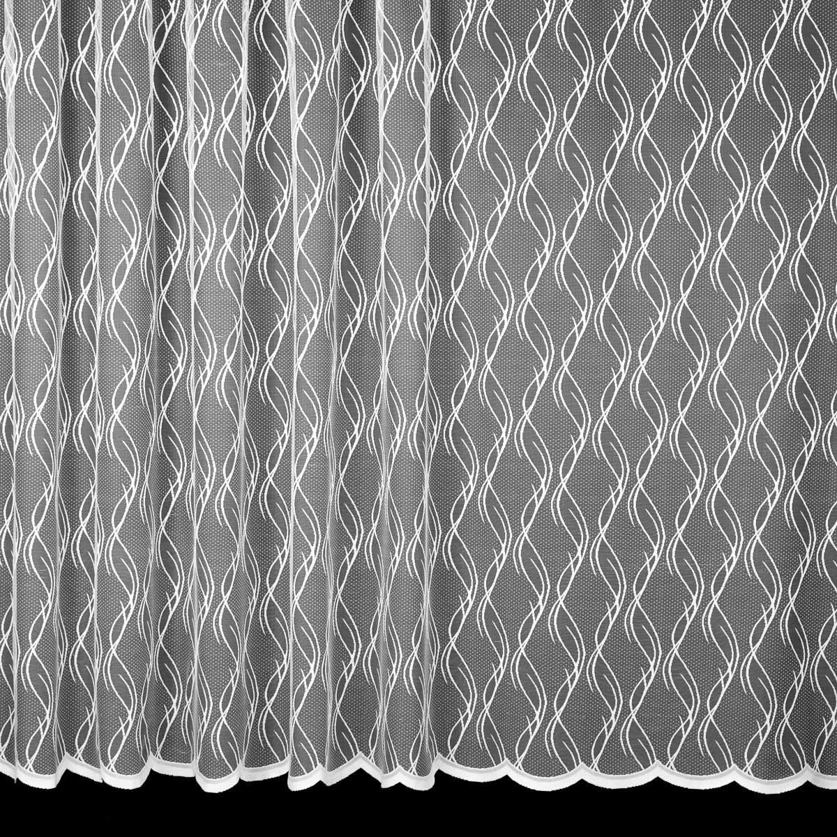 Berk Žakárová záclona 4438, celoplošný vzor vlnek, bílá, výška 250cm (v metráži)