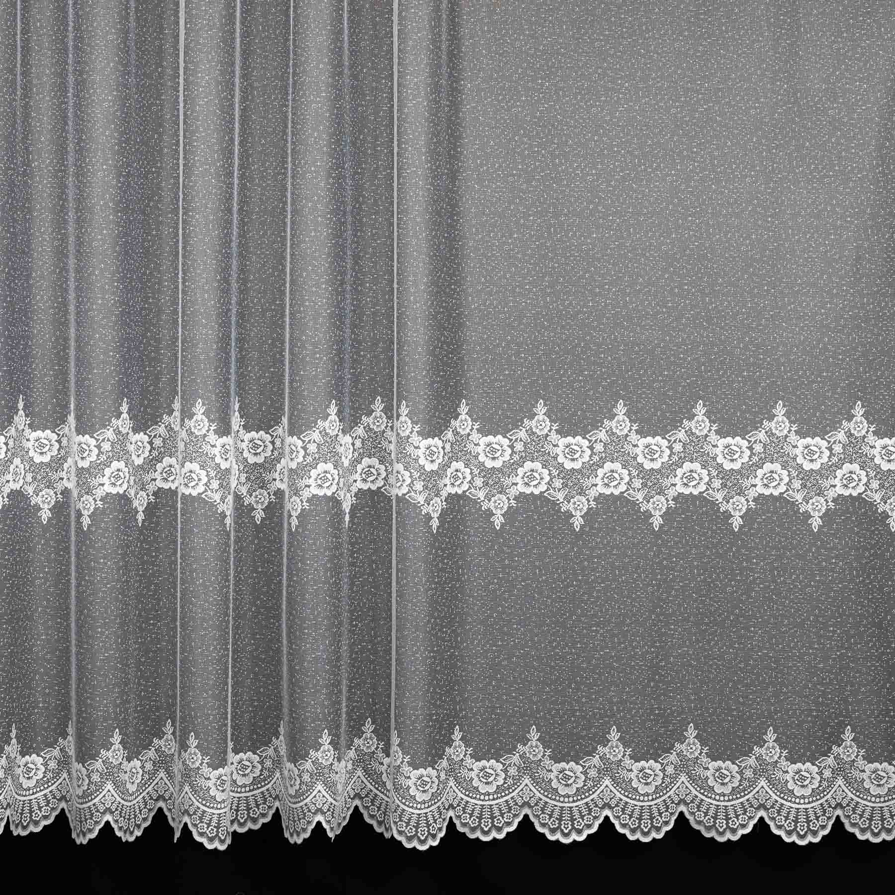 Brilltex Ventura žakárová 54269, květinový vzor, s bordurou, bílá, výška 160cm (v metráži)