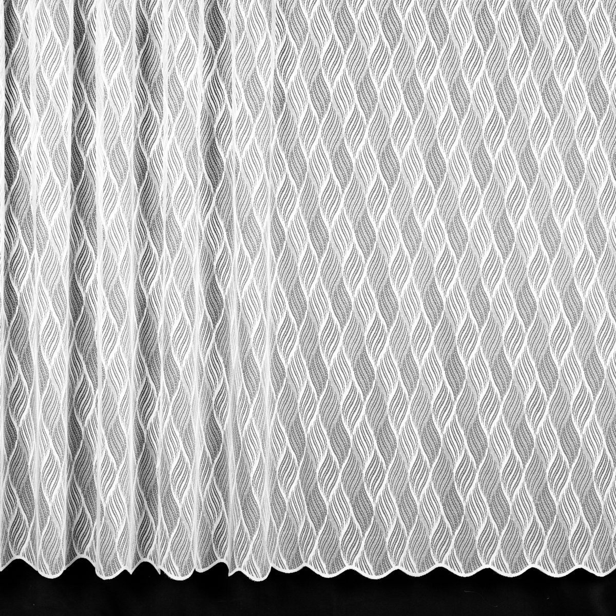 Buona Ventura Žakárová záclona 7171, celoplošný vzor vlnek, bílá, výška 250cm (v metráži)