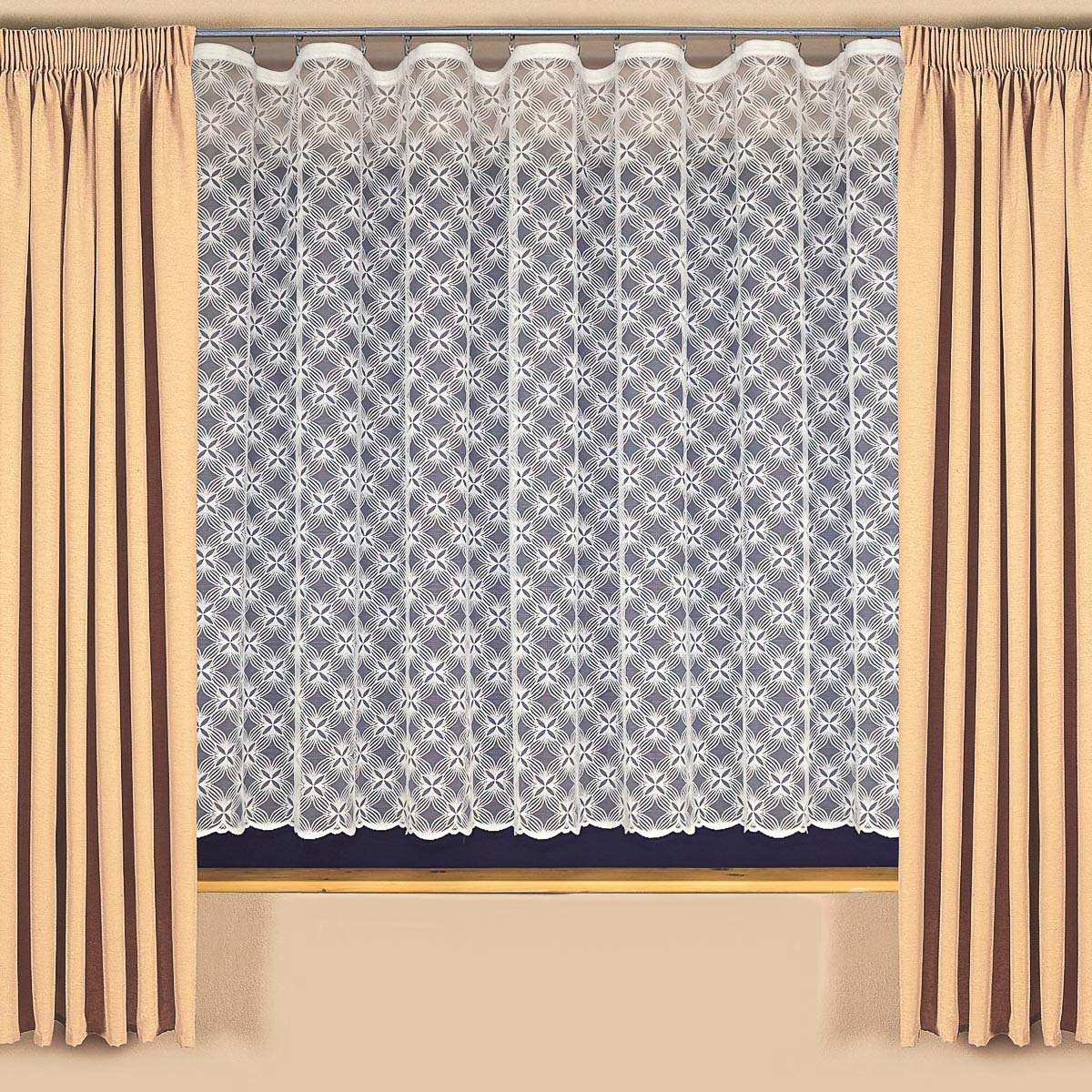 Tylex žakárová záclona A3910 ornamenty, celoplošný vzor, bílá, výška 250cm (v metráži)