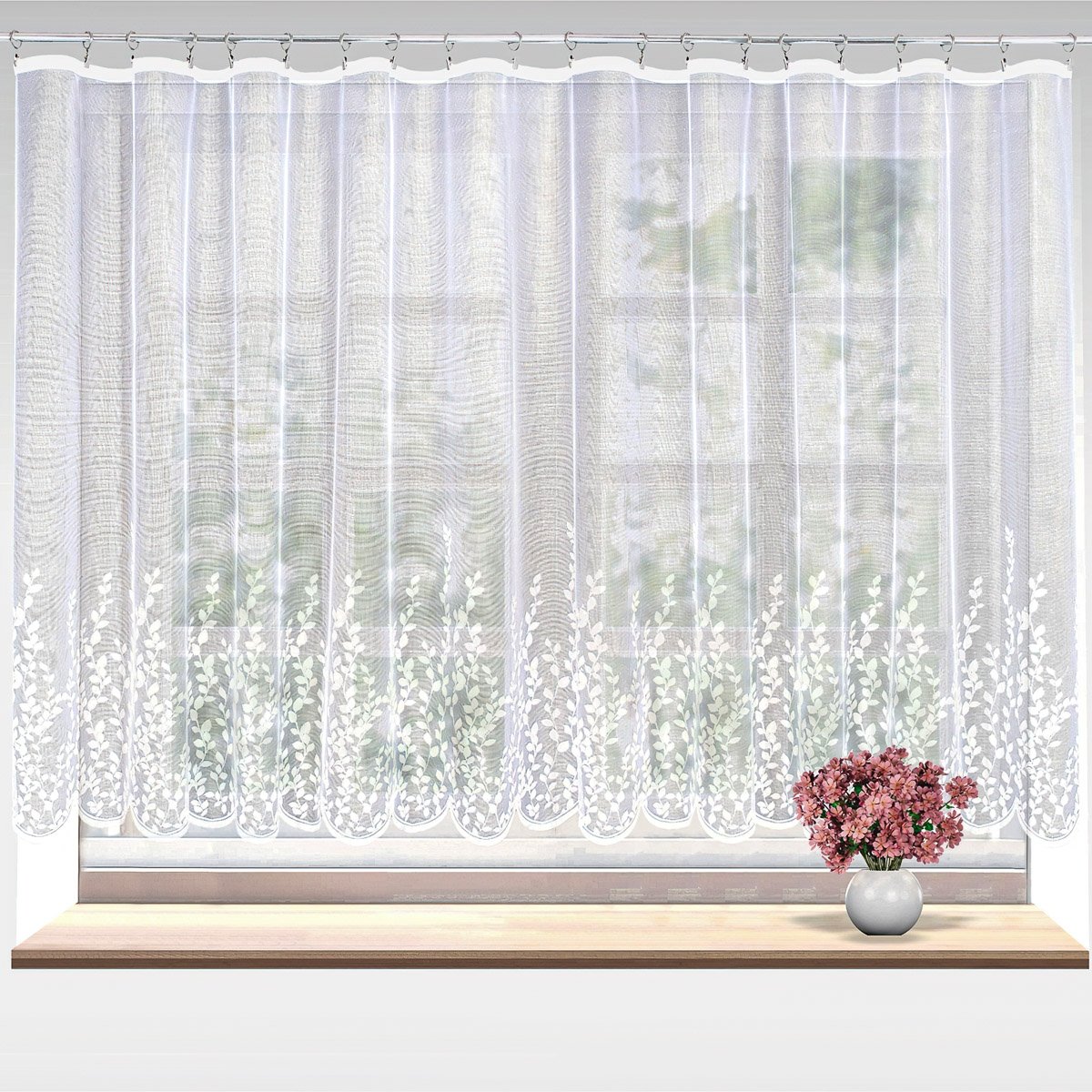 Forbyt Žakárová záclona CALLISIA 607414, listy, s bordurou, výška 160cm (v metráži)