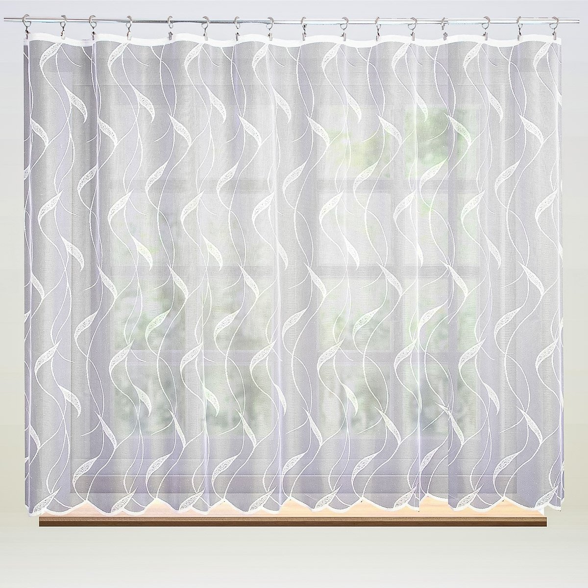 Forbyt žakárová záclona LINE 607328, popínavé listy, bílá, výška 210cm (v metráži)