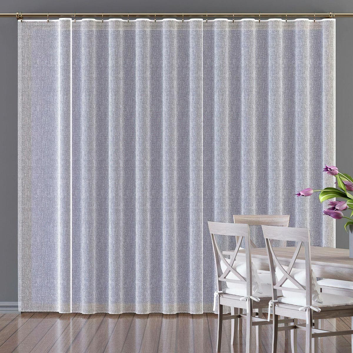 Forbyt žakárová záclona OLGA s žíháním, s olůvkem, bílá, výška 150cm (v metráži)