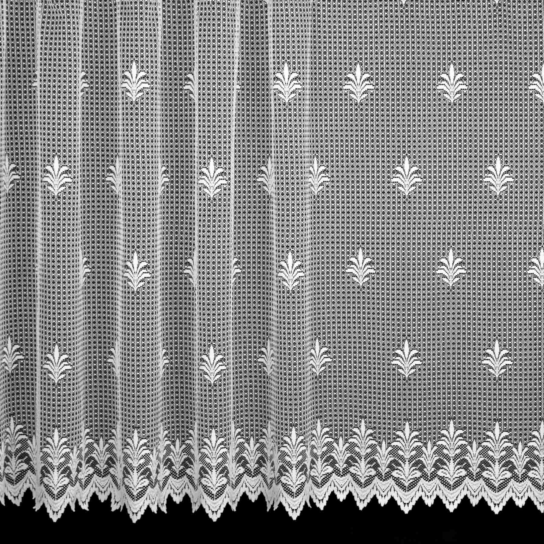 Českomoravská textilní žakárová záclona V817, ornamenty,, s bordurou, bílá, výška 180cm (v metráži)