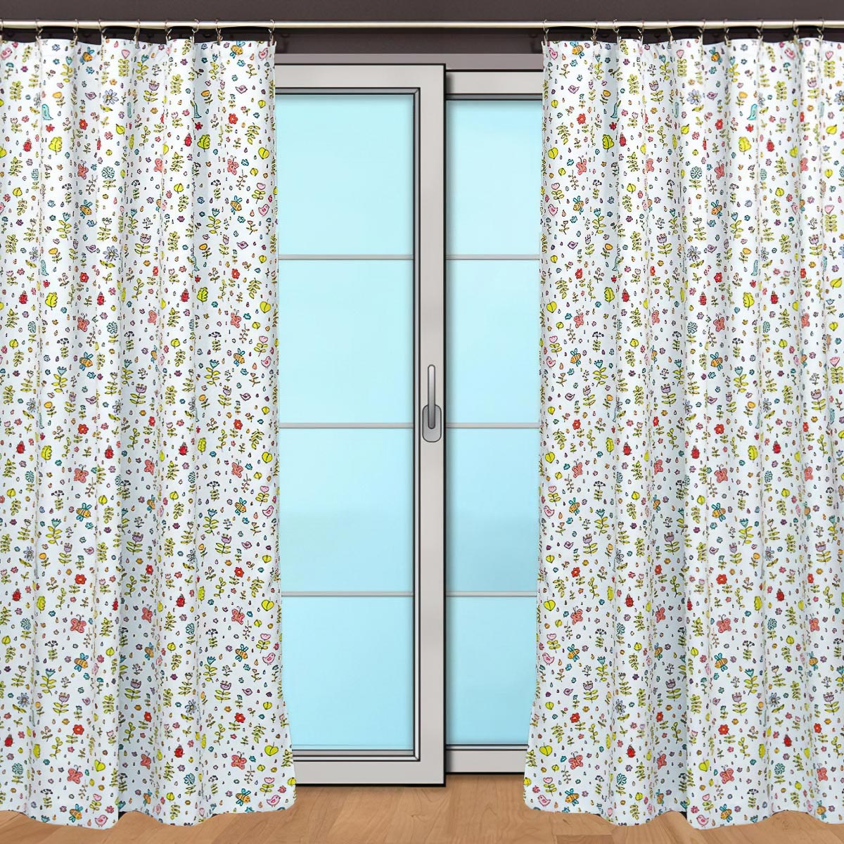 Girgle zatemňovací závěs, dětský blackout 10027/05 LOUKA na bílé šířka 150cm (látka v metráži)