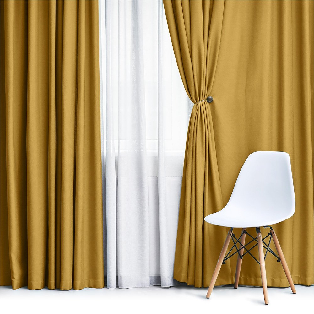 Olzatex Zatemňovací / termoizolační závěs, blackout jednobarevný UNI OLZ-128 tmavě žlutý, šířka 150cm (látka v metráži)