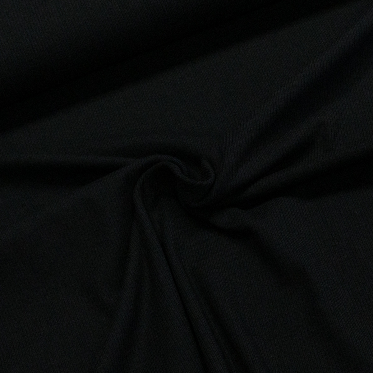 Žebrovaný bavlněný úplet 1072-001, černý, š.145cm (látka v metráži)