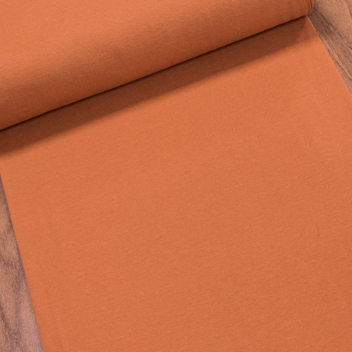 Žebrovaný bavlněný úplet 8058.074 BIO jemný / hladký, rezavý, š.35cm (látka v metráži)