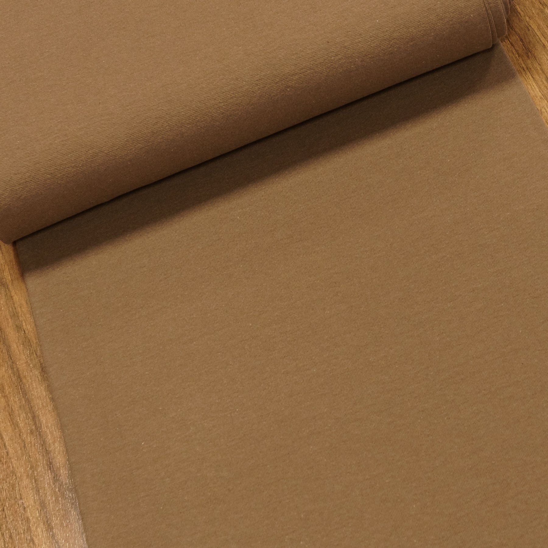 Žebrovaný bavlněný úplet 8766.066 BIO jemný / hladký, hnědý, š.35cm (látka v metráži)