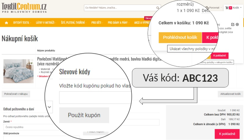 Jak zadat slevový kód